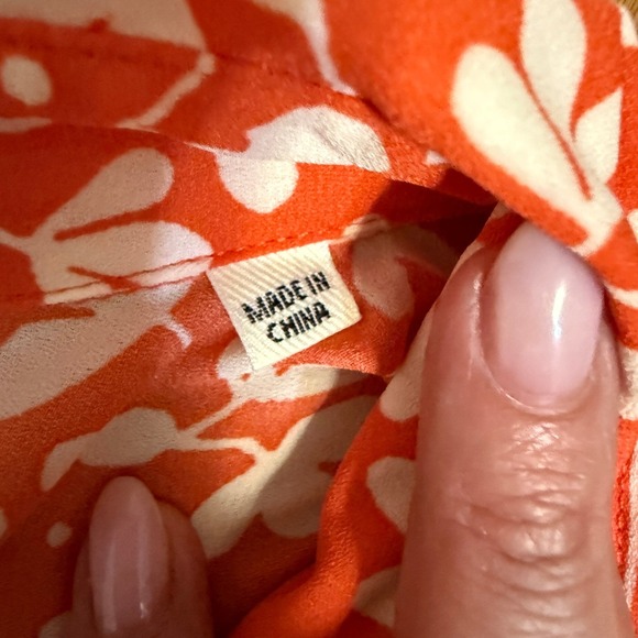 Max Studio London Tiered Midi Dress Women Size S Orange White Floral Excellent - Picture 8 of 10